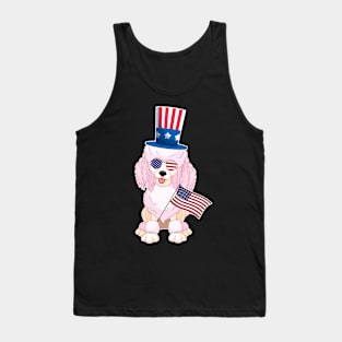 Poodles Uncle Sam Hat Sunglasses Usa Flag 4th Of July Tank Top